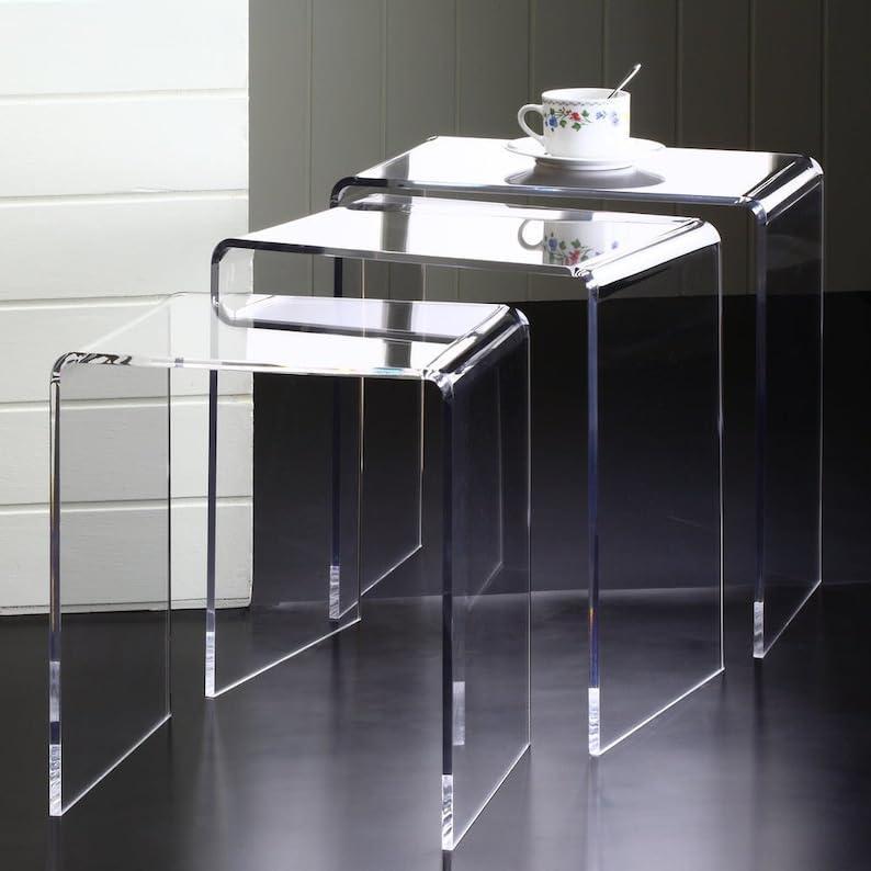 Acrylic Nesting Coffee Table - Portable & Modern Table Set