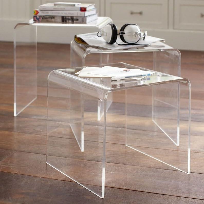 Acrylic Nesting Coffee Table - Portable & Modern Table Set